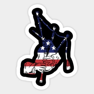 BAGPIPE AMERICAN FLAG Sticker